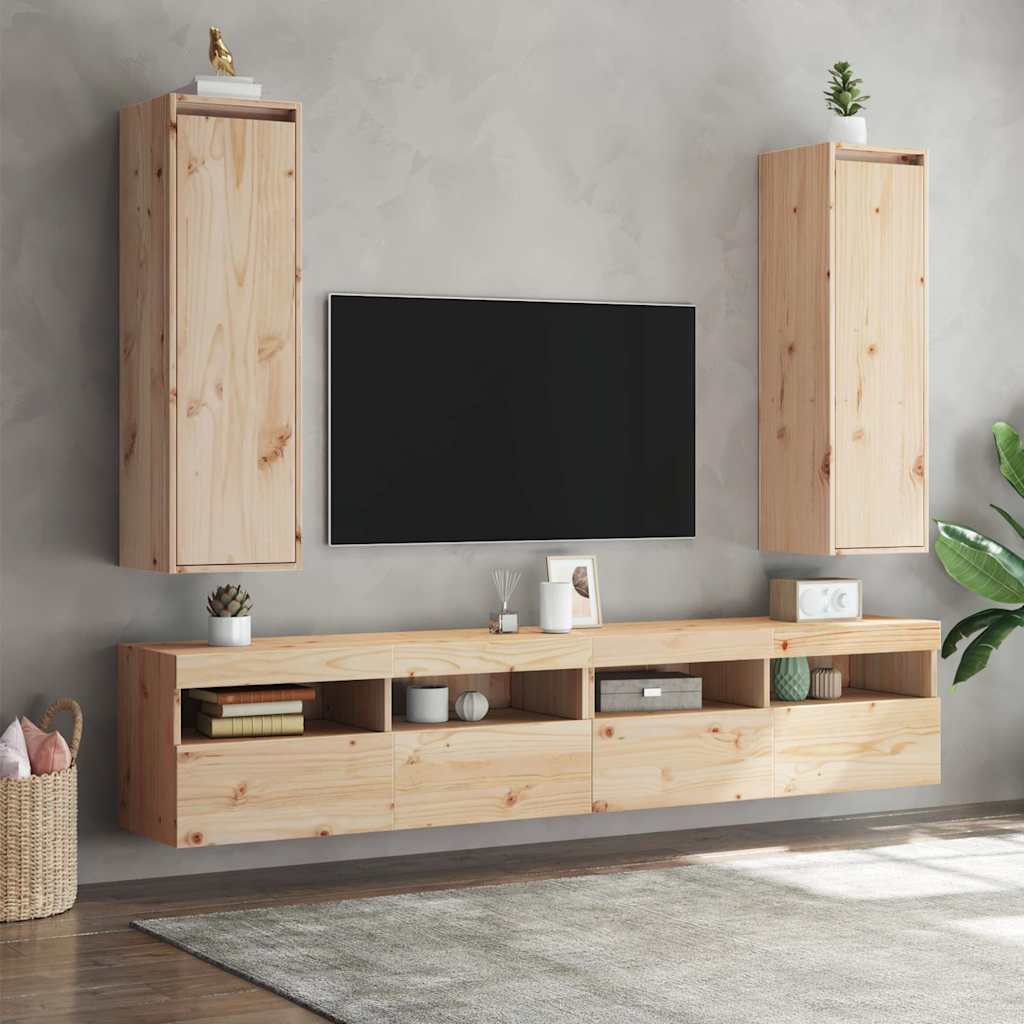 Vidaxl wandkasten 2 st 30x30x100 cm massief grenenhout