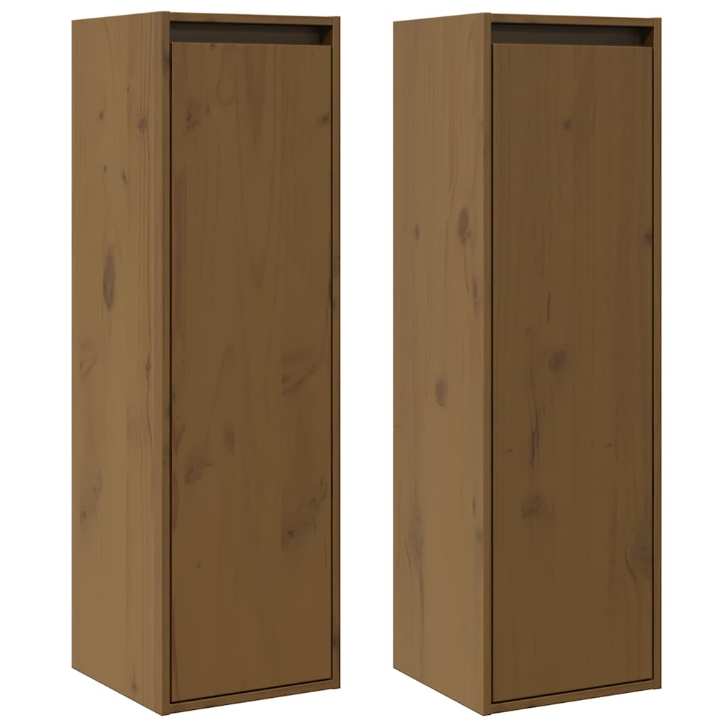 Vidaxl wandkasten 2 st 30x30x100 cm massief grenenhout honingbruin