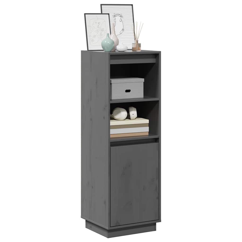 Vidaxl hoge kast 37x34x110 cm massief grenenhout grijs