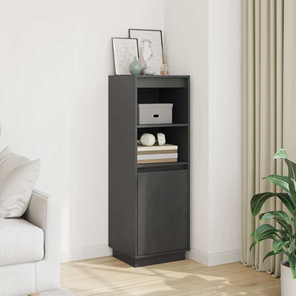 Vidaxl hoge kast 37x34x110 cm massief grenenhout grijs