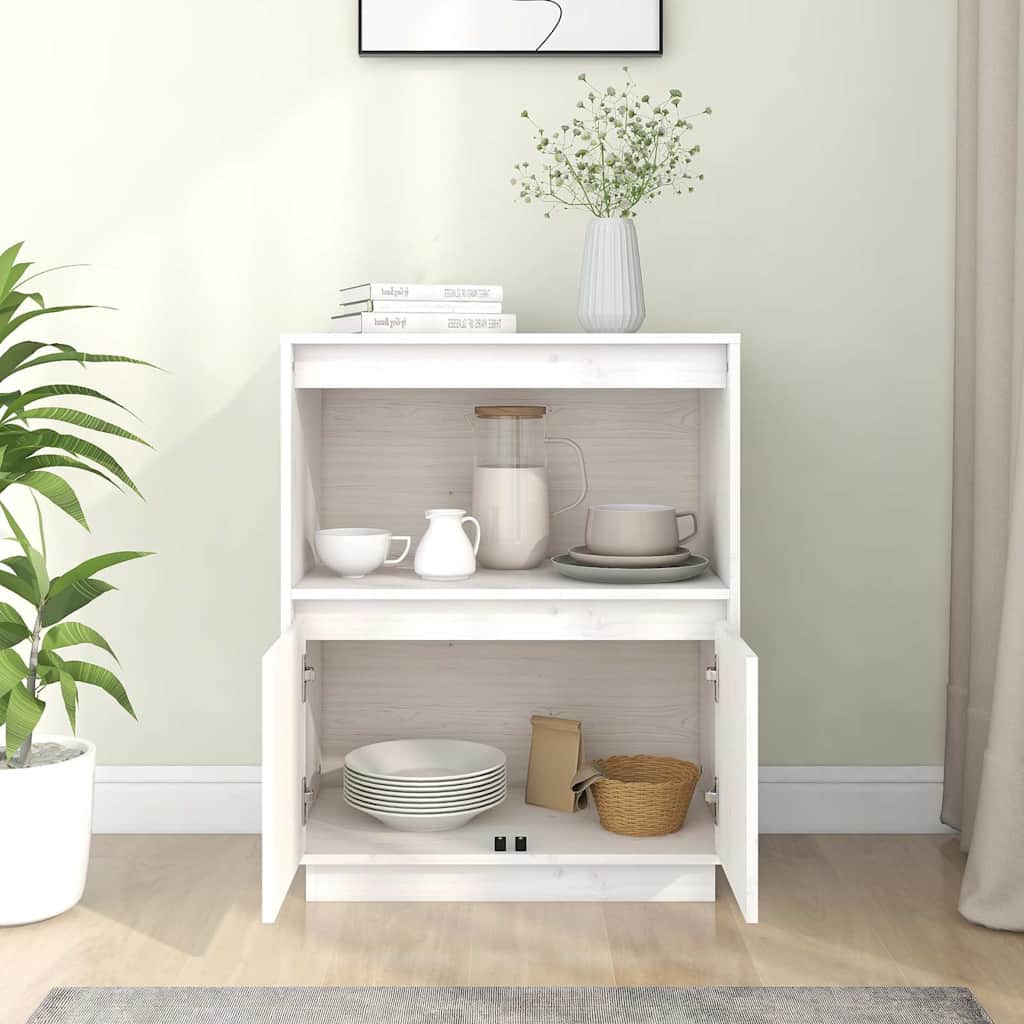 Vidaxl dressoir 60x34x75 cm massief grenenhout wit