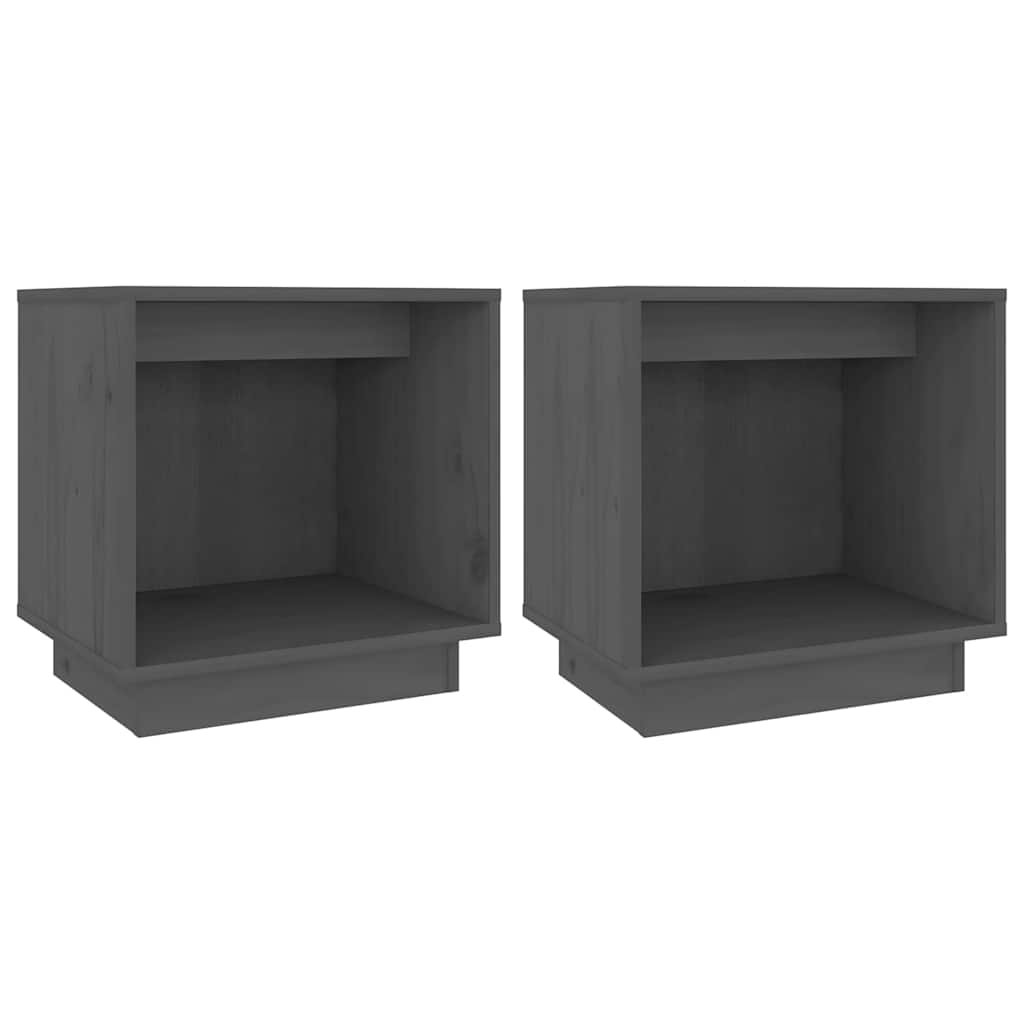 Vidaxl nachtkastjes 2 st 40x30x40 cm massief grenenhout grijs