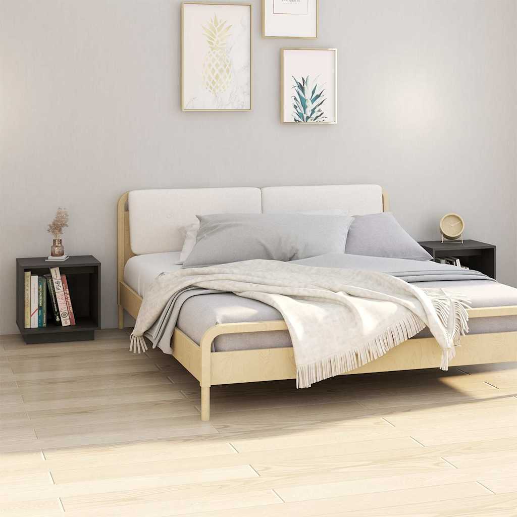 Vidaxl nachtkastjes 2 st 40x30x40 cm massief grenenhout grijs