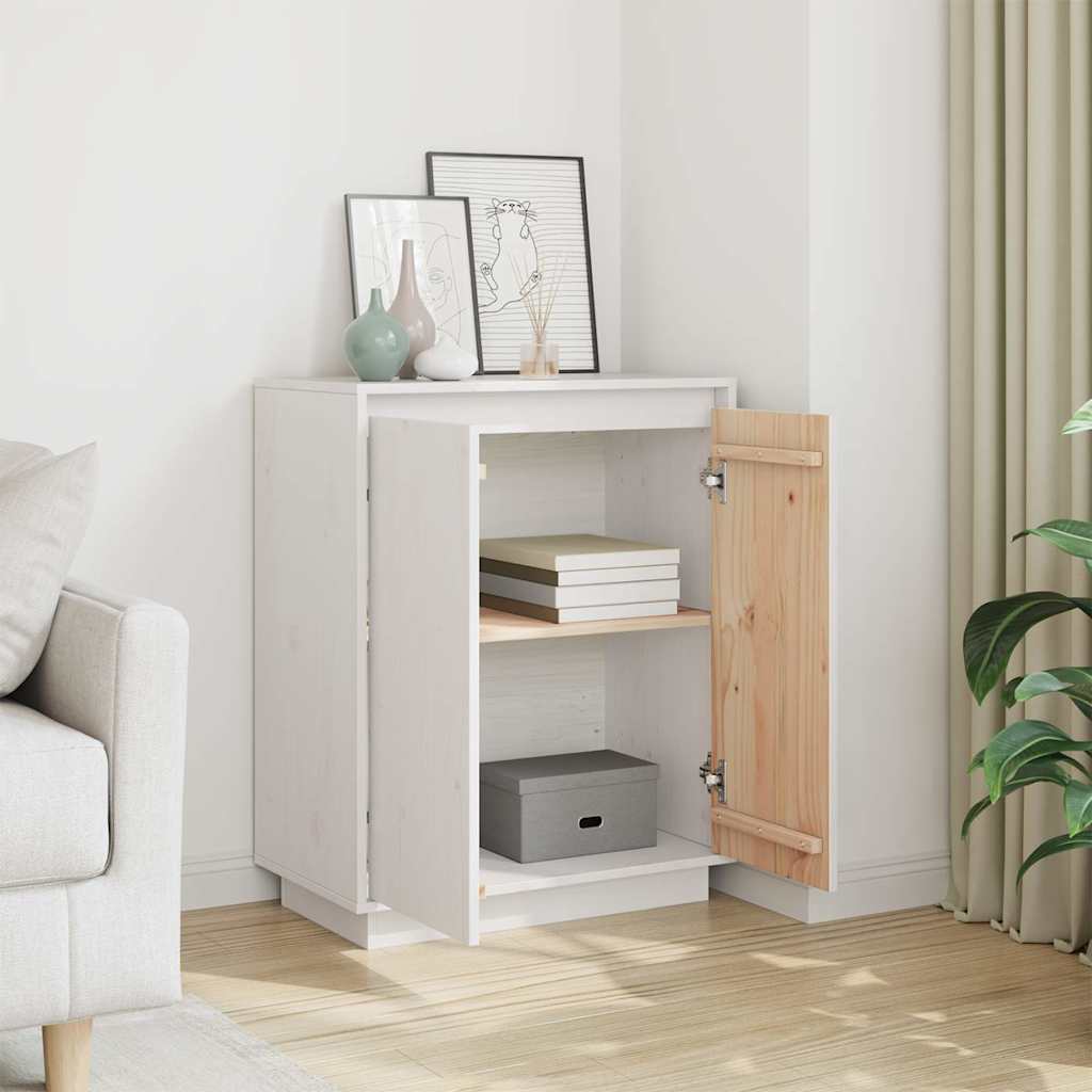 Vidaxl dressoir 60x34x75 cm massief grenenhout wit