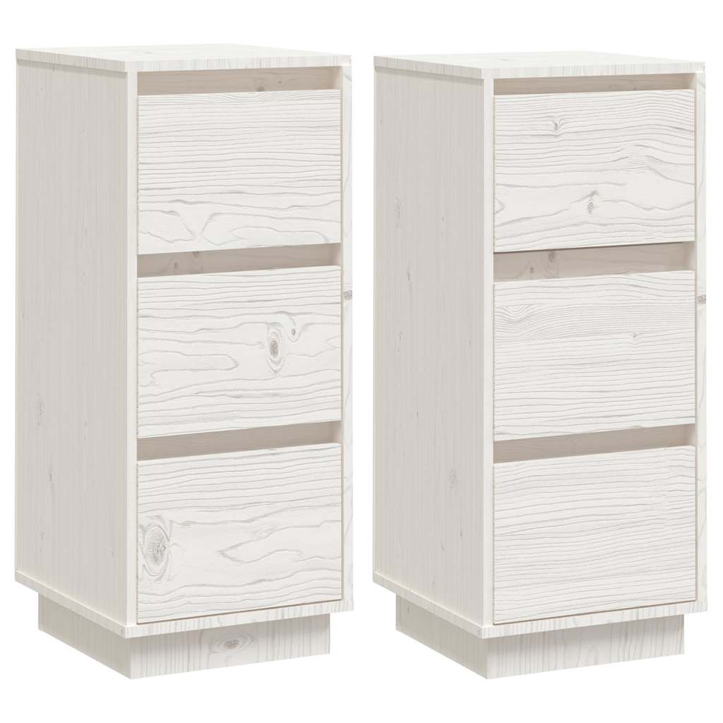 Vidaxl dressoirs 2 st 32x34x75 cm massief grenenhout wit
