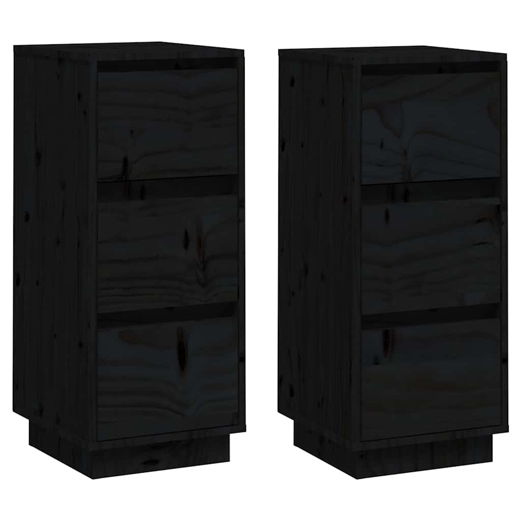 Vidaxl dressoirs 2 st 32x34x75 cm massief grenenhout zwart