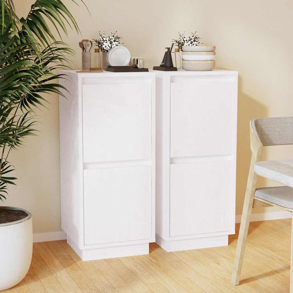 Vidaxl dressoirs 2 st 31,5x34x75 cm massief grenenhout wit