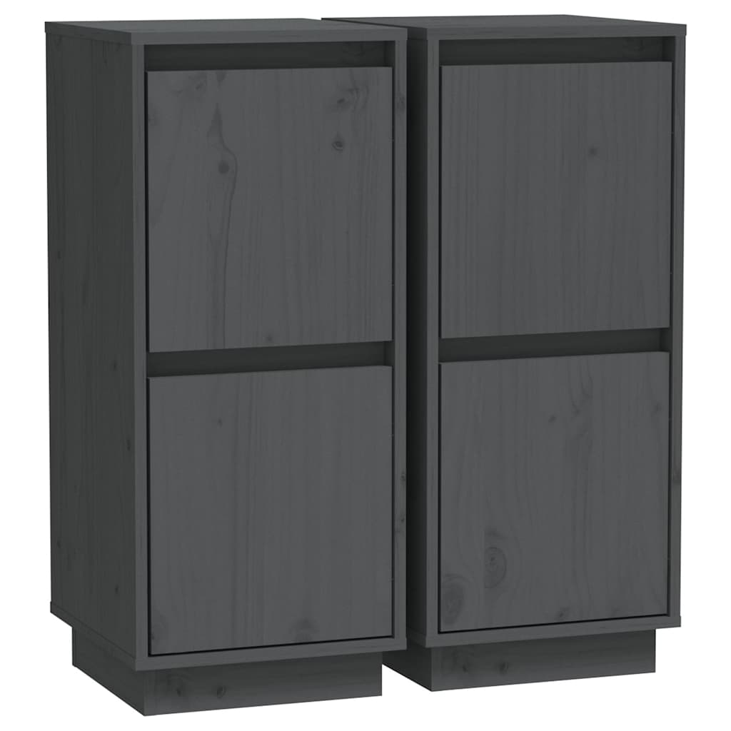 Vidaxl dressoirs 2 st 31,5x34x75 cm massief grenenhout grijs