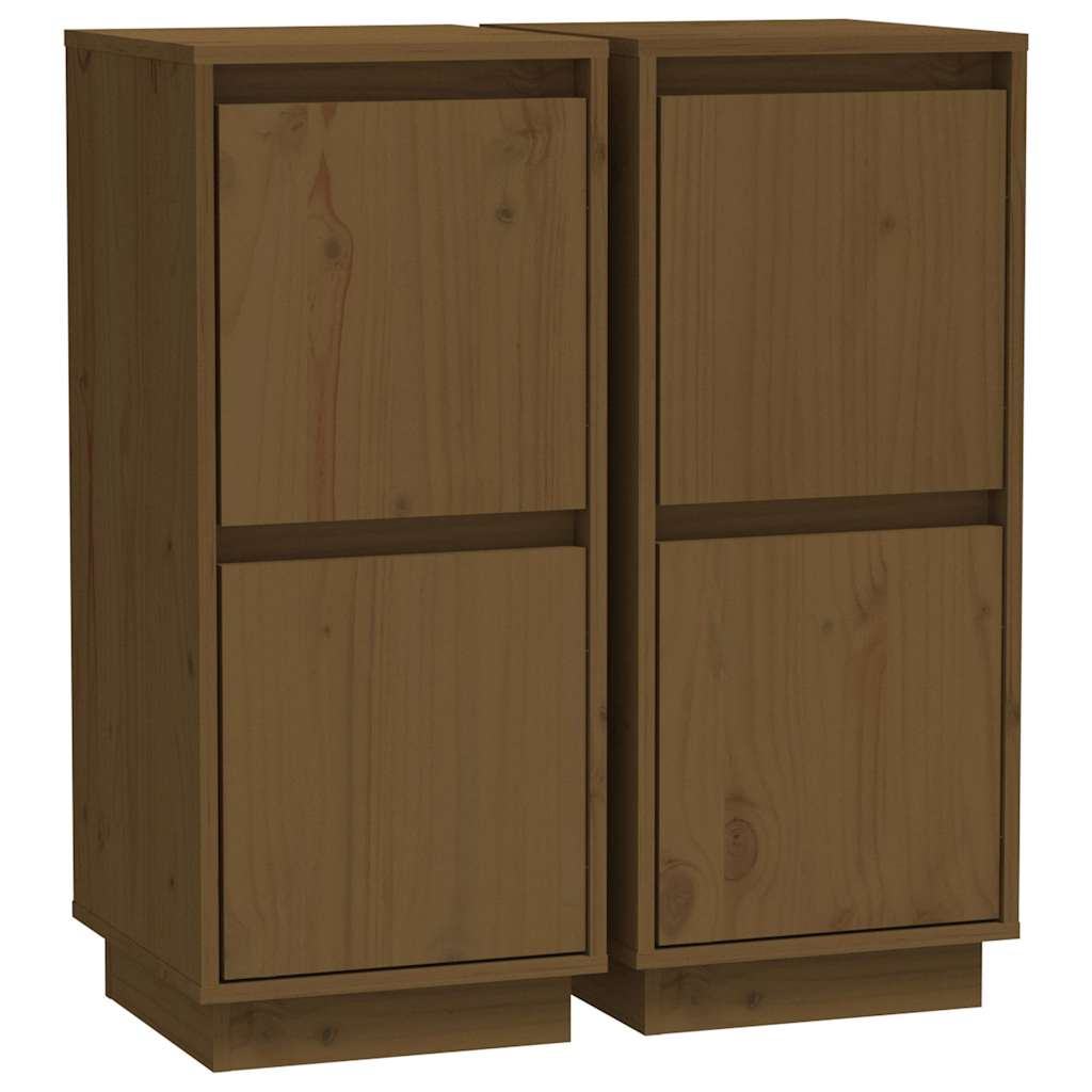 Vidaxl dressoirs 2 st 31,5x34x75 cm massief grenenhout honingbruin