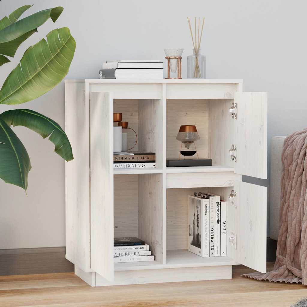 Vidaxl dressoir 60x34x75 cm massief grenenhout wit