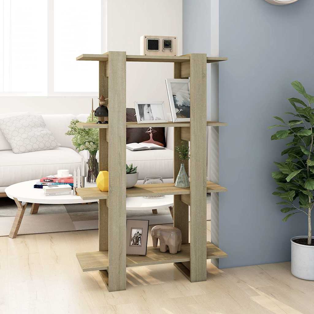 Vidaxl boekenkast kamerscherm 80x30x123,5 cm sonoma eikenkleurig