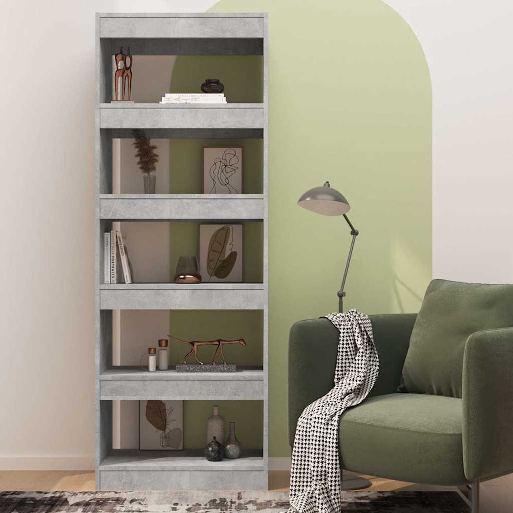 Vidaxl boekenkast kamerscherm 60x30x166 cm bewerkt hout betongrijs