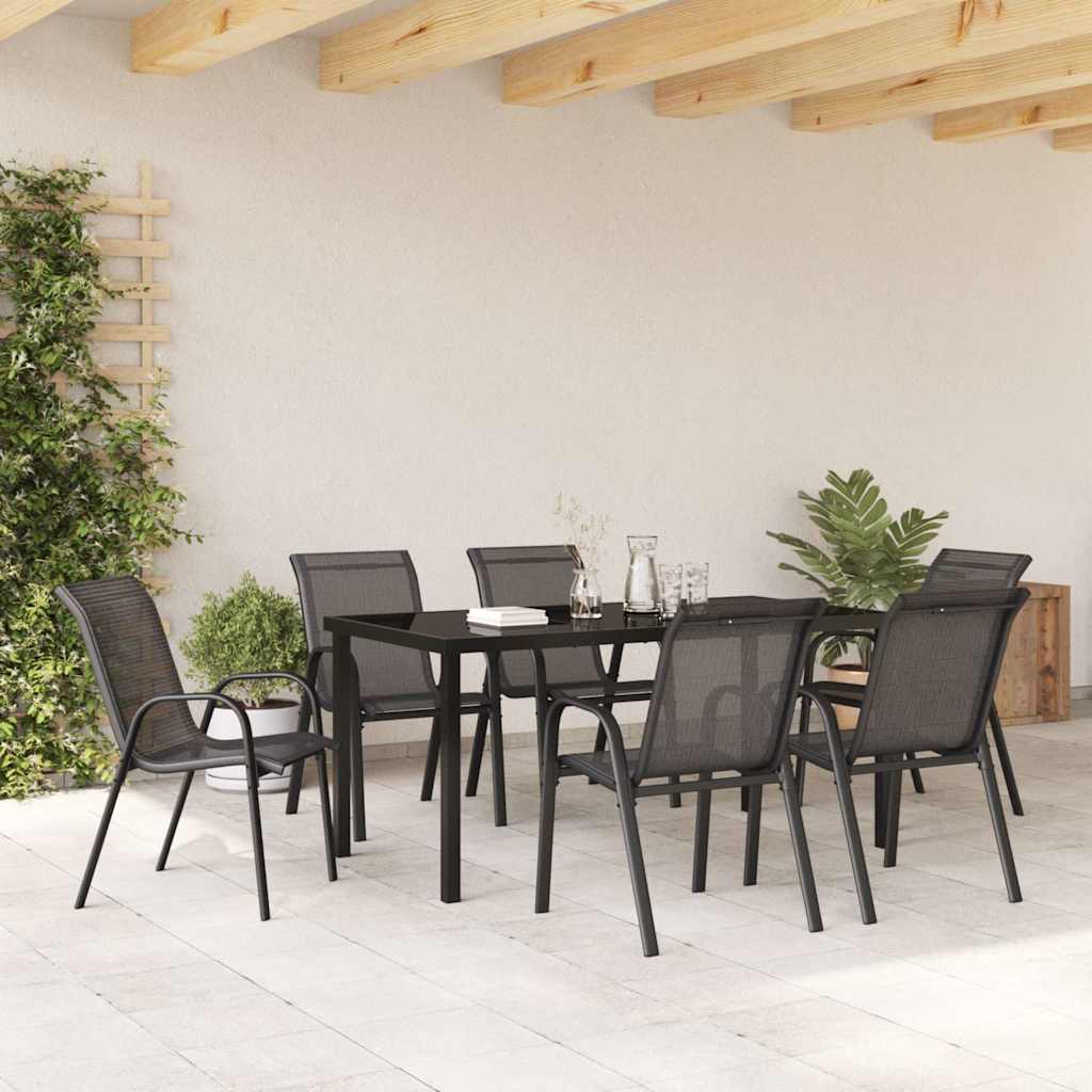 Vidaxl tuinstoelen stapelbaar 6 st textileen stof zwart