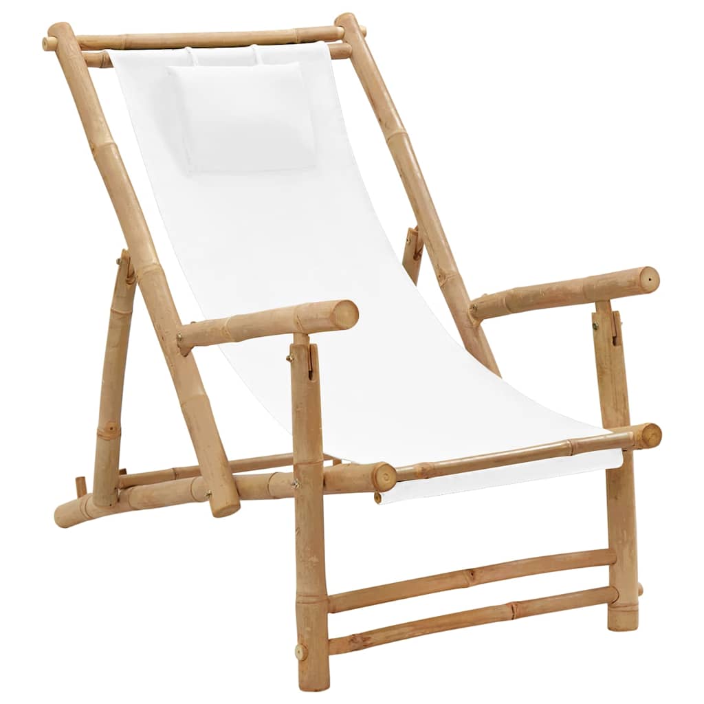 Vidaxl terrasstoel bamboe en canvas crèmewit
