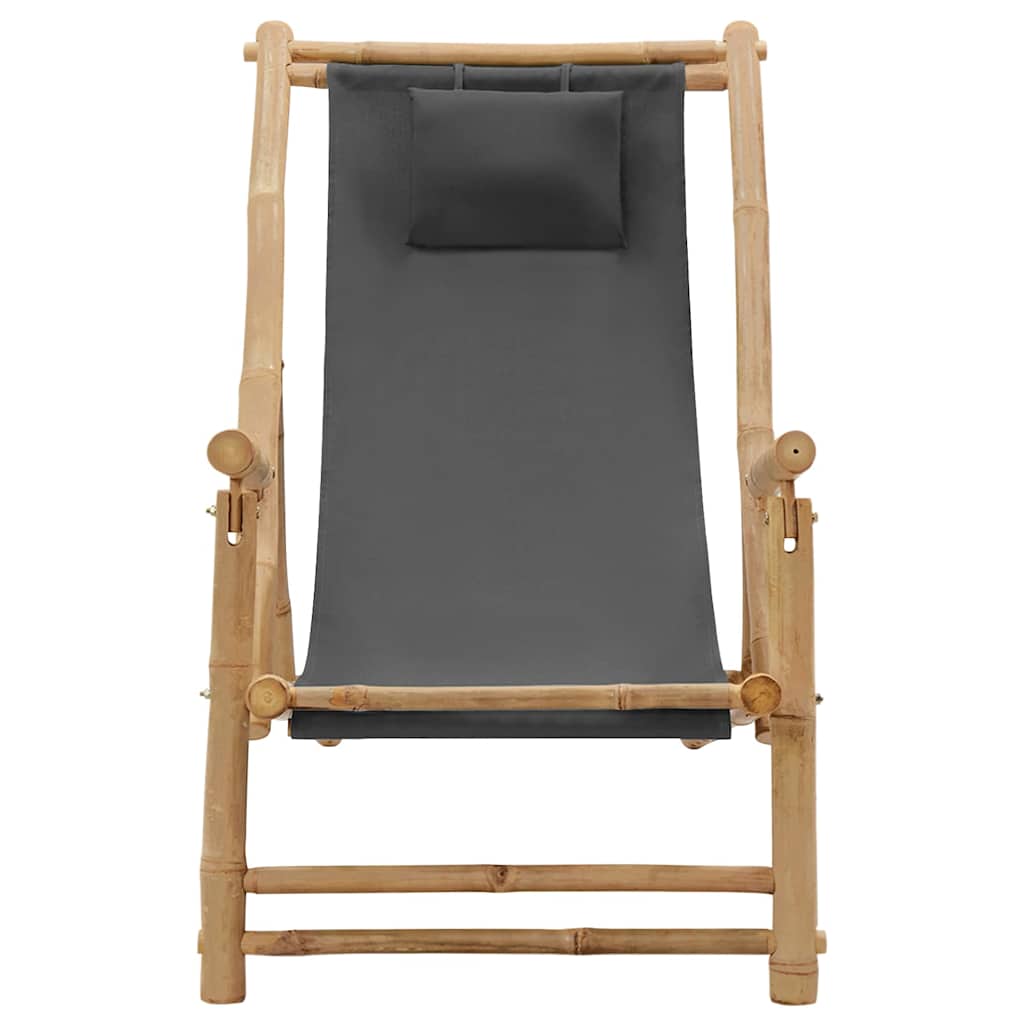 Vidaxl terrasstoel bamboe en canvas donkergrijs