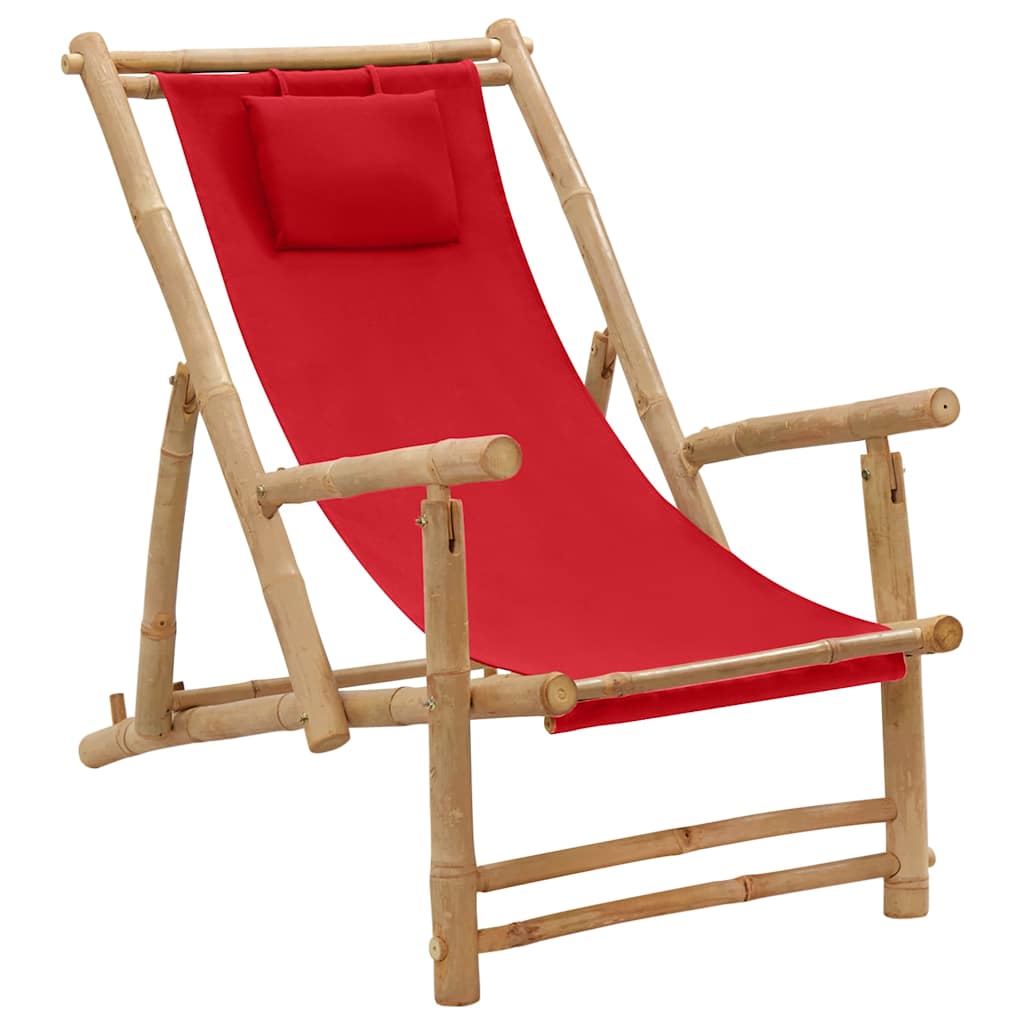 Vidaxl terrasstoel bamboe en canvas rood