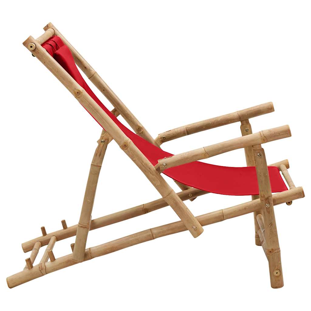 Vidaxl terrasstoel bamboe en canvas rood