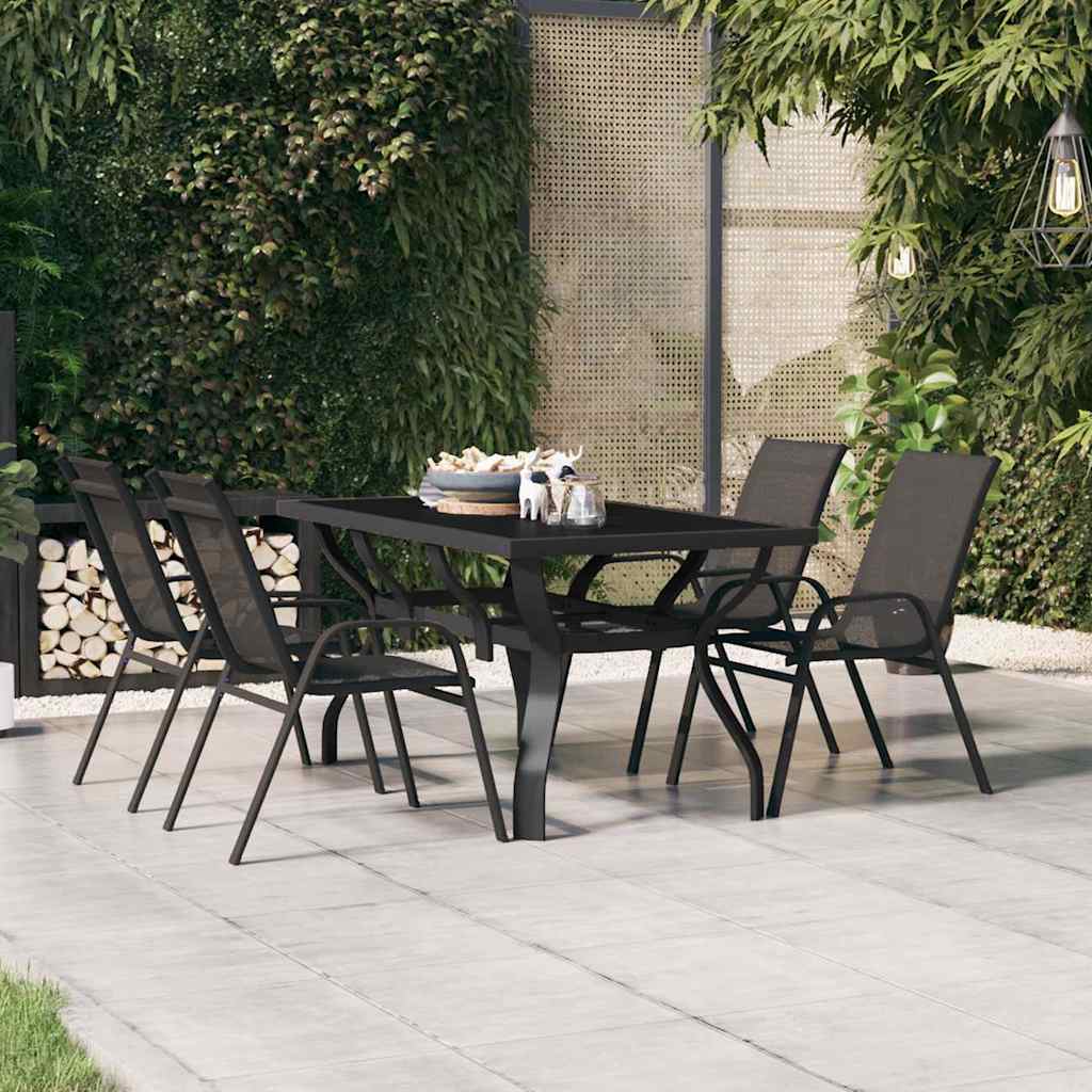Vidaxl tuintafel 140x70x70 cm staal en glas zwart