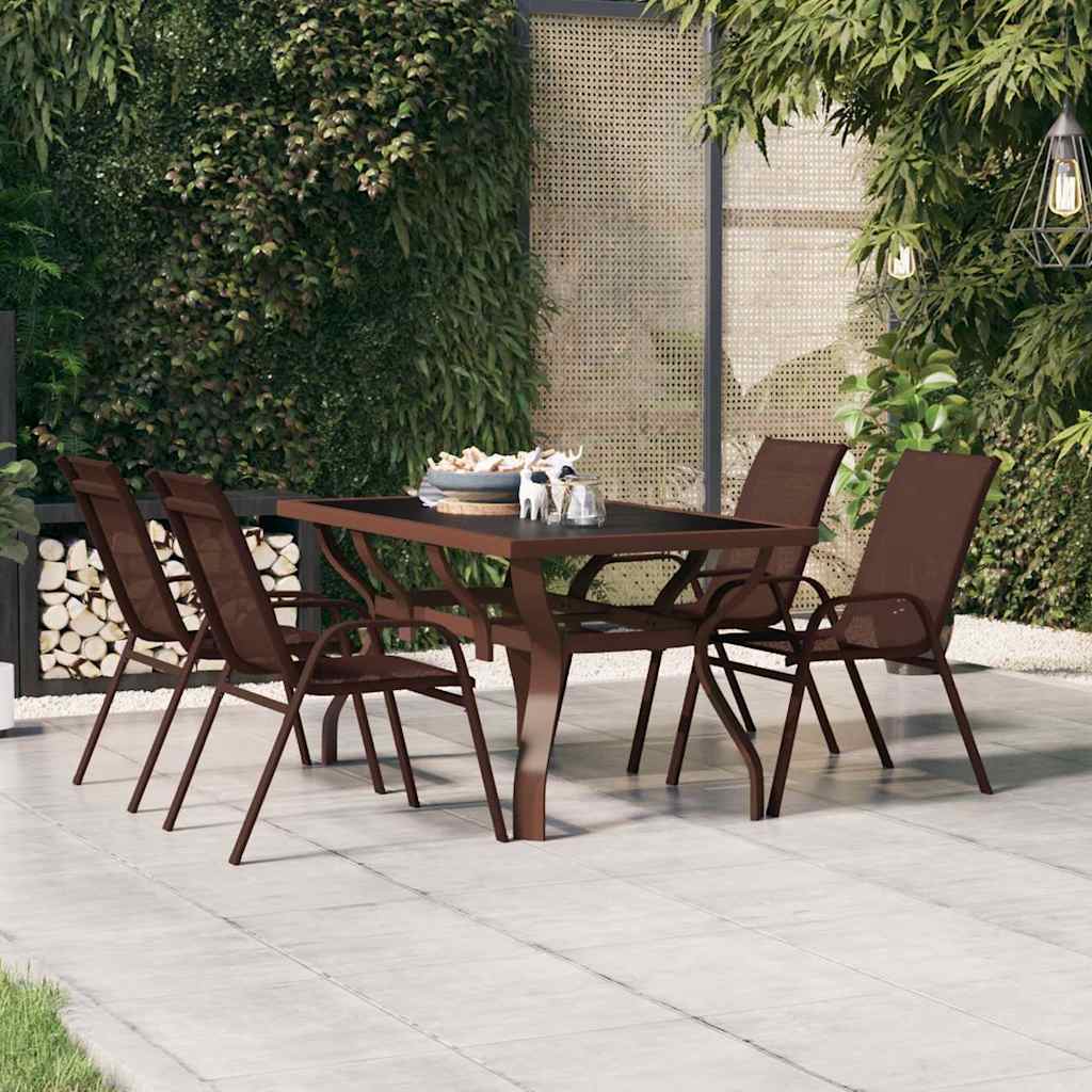 Vidaxl tuintafel 140x70x70 cm staal en glas bruin en zwart