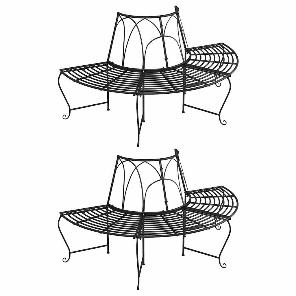 Vidaxl boombanken 2 st halfrond ø159 cm staal zwart