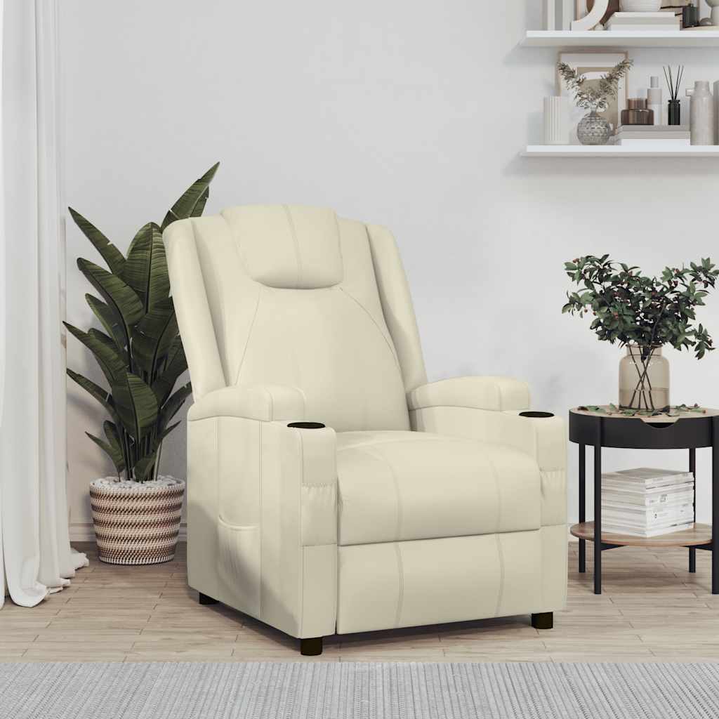 Vidaxl fauteuil verstelbaar kunstleer crèmewit