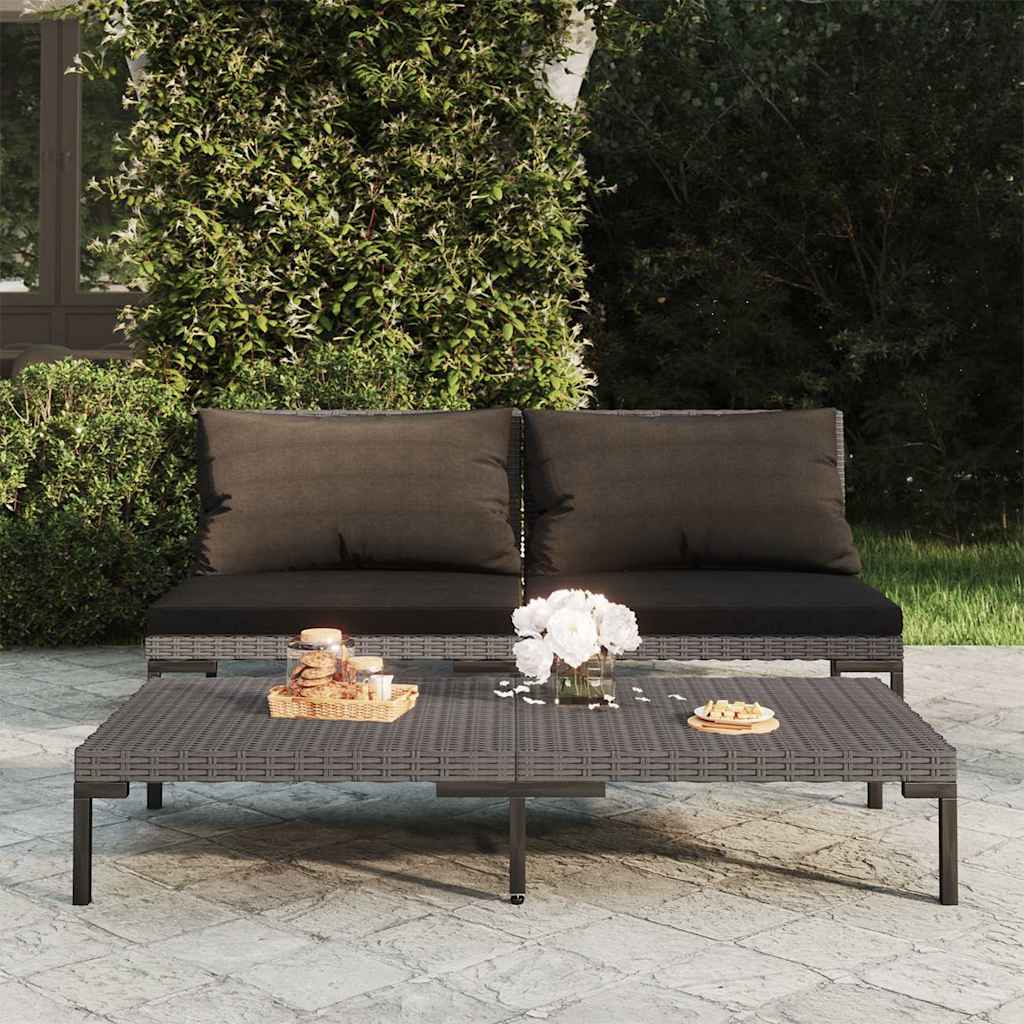 Vidaxl tuinbanken 2 st met kussens halfrond poly rattan