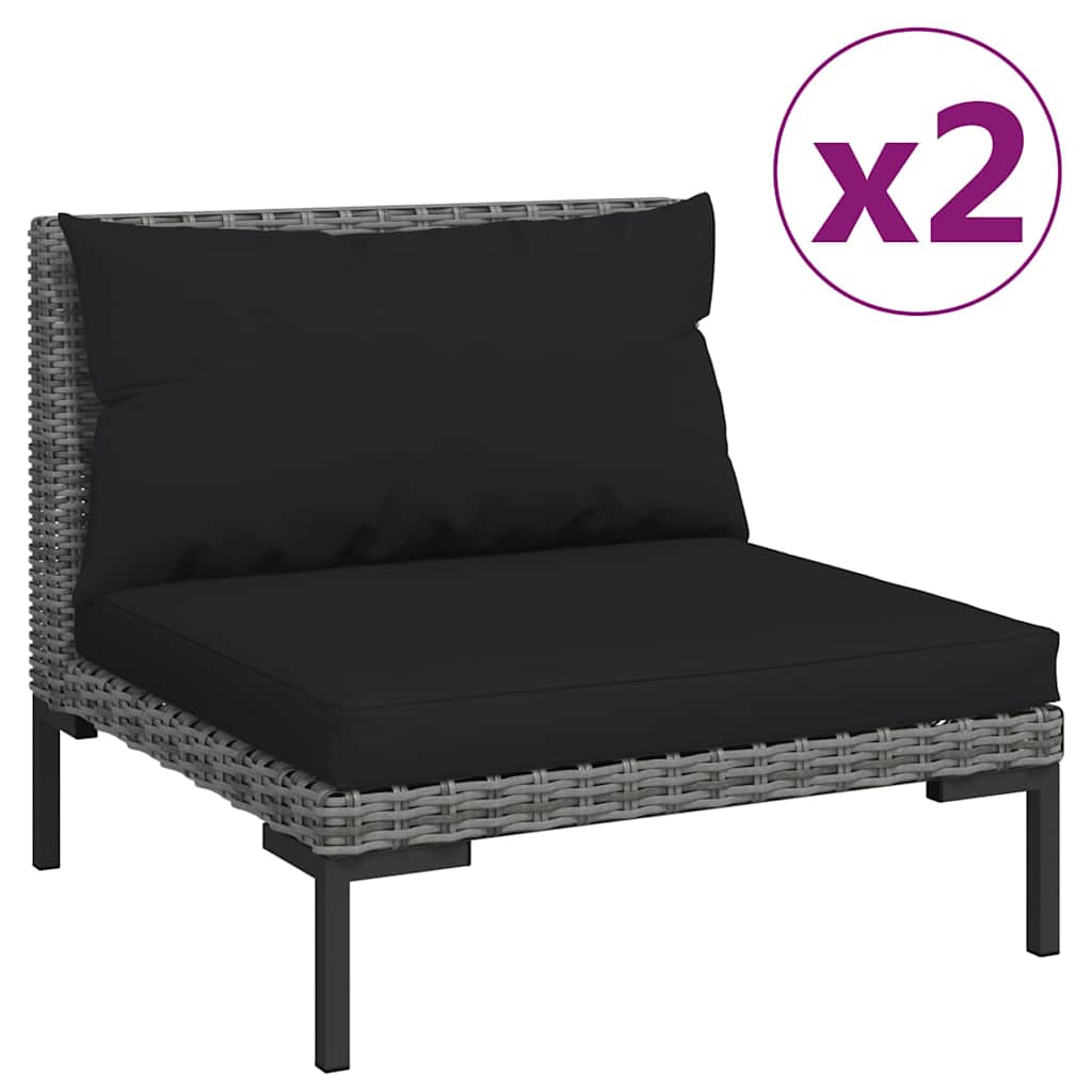 Vidaxl 3-delige loungeset halfrond poly rattan donkergrijs