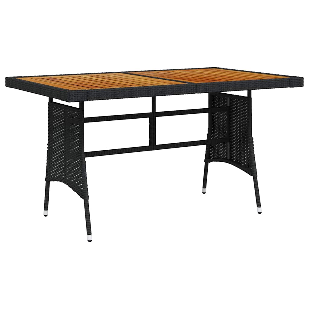 Vidaxl tuintafel 130x70x72 cm poly rattan en massief acaciahout zwart