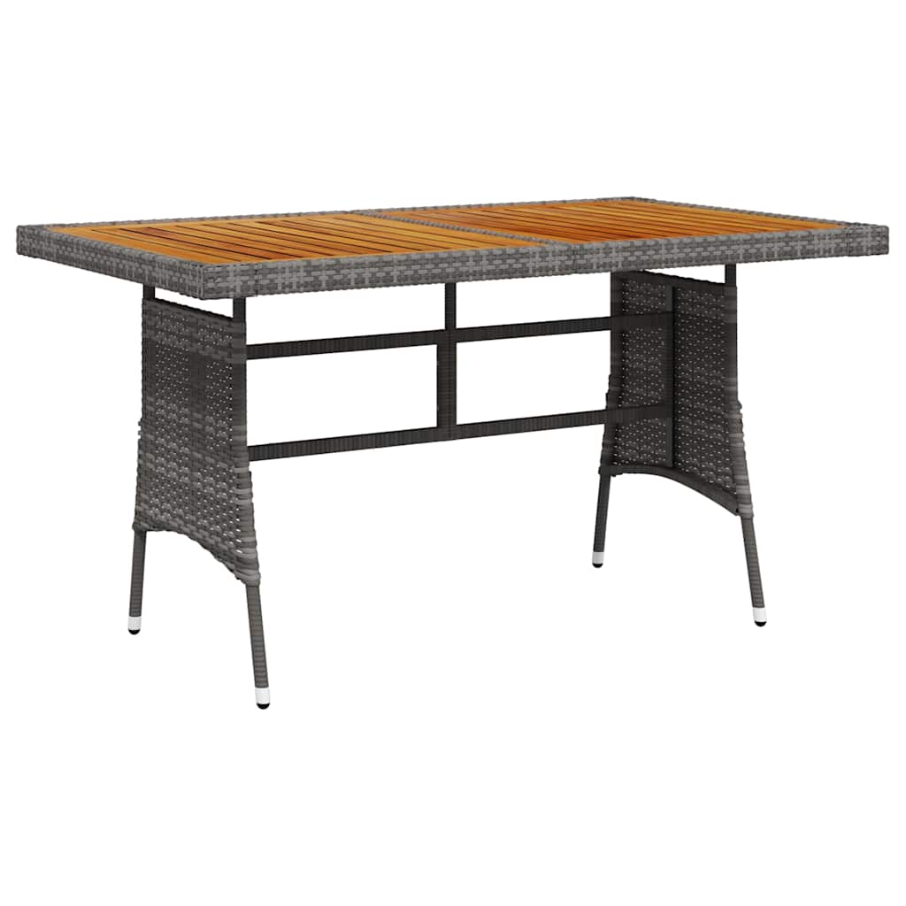 Vidaxl tuintafel 130x70x72 cm poly rattan en massief acaciahout grijs