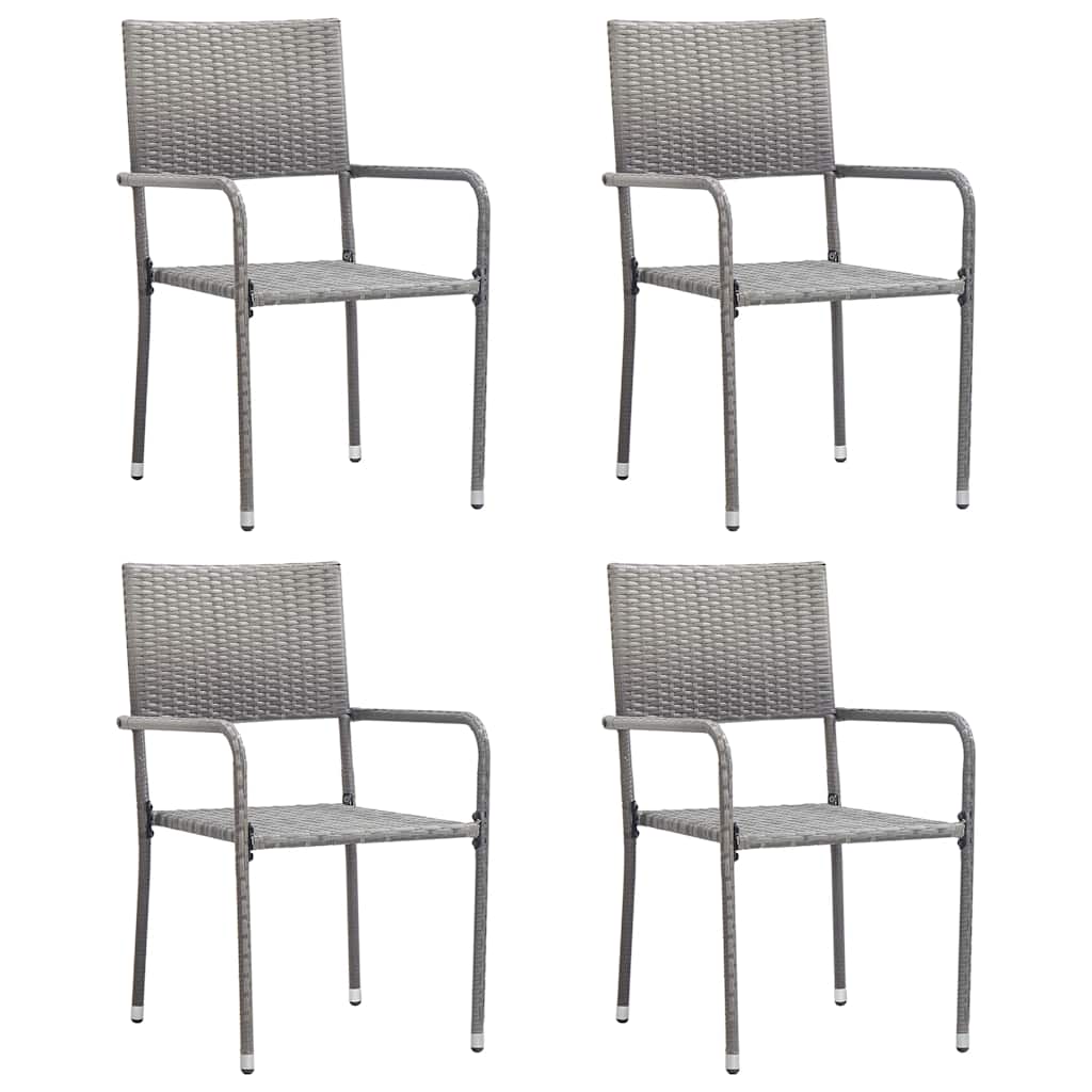 Vidaxl tuinstoelen 4 st stapelbaar poly rattan grijs