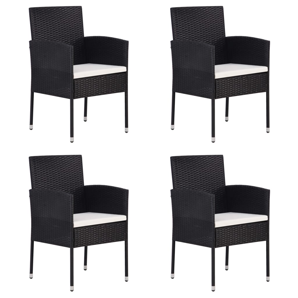 Vidaxl tuinstoelen 4 st met crèmewitte kussens poly rattan zwart