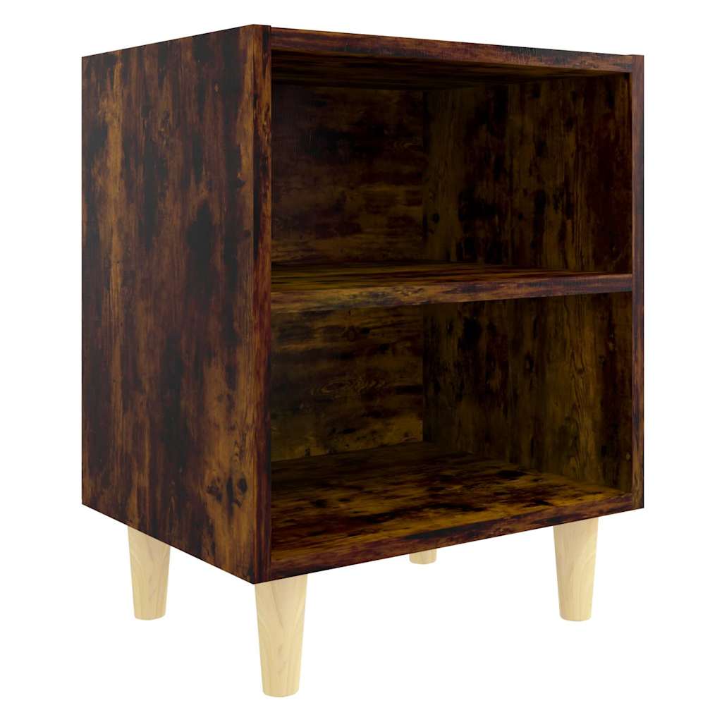Vidaxl nachtkastje met houten poten 40x30x50 cm gerookt eikenkleurig