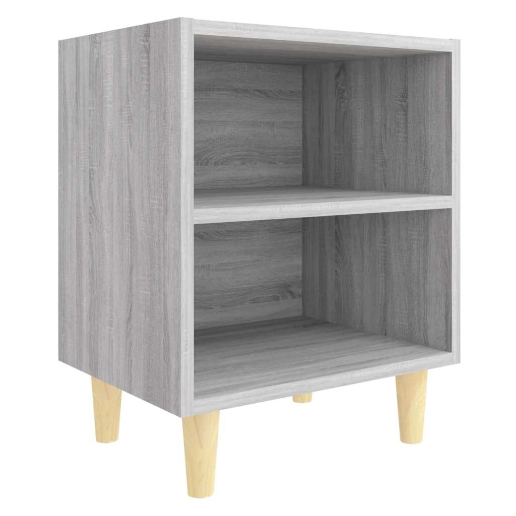 Vidaxl nachtkastje met houten poten 40x30x50 cm grijs sonoma eiken