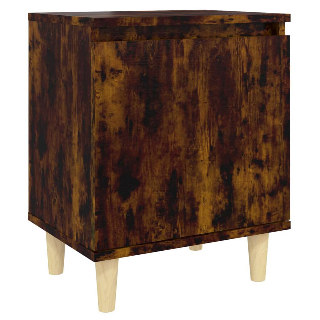 Vidaxl nachtkastje met houten poten 40x30x50 cm gerookt eikenkleurig