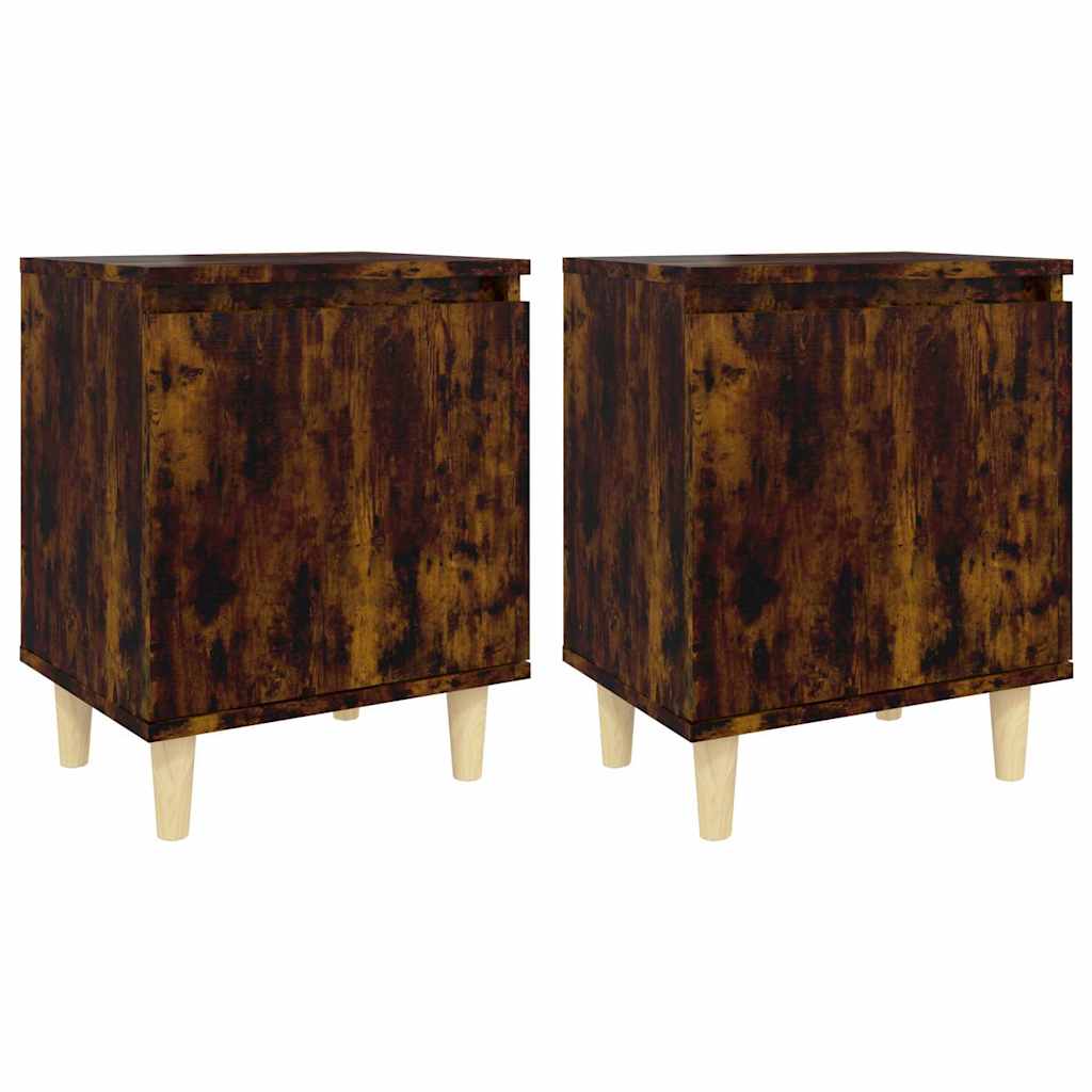 Vidaxl nachtkastjes 2 st met houten poten 40x30x50 cm gerookt eiken