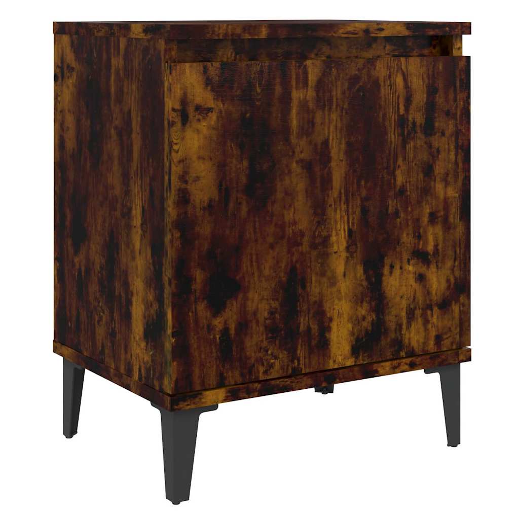 Vidaxl nachtkastje met metalen poten 40x30x50 cm gerookt eikenkleurig