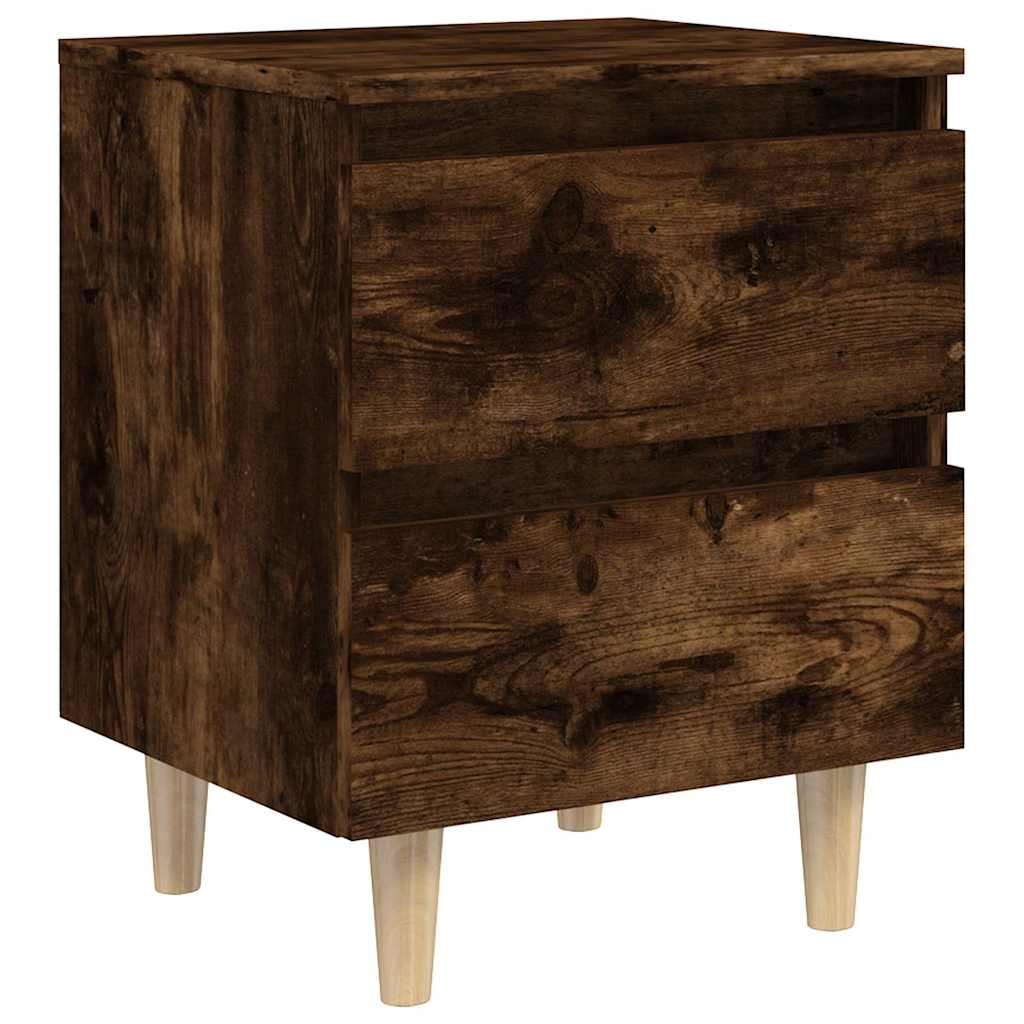 Vidaxl nachtkastje met houten poten 40x35x50 cm gerookt eikenkleurig