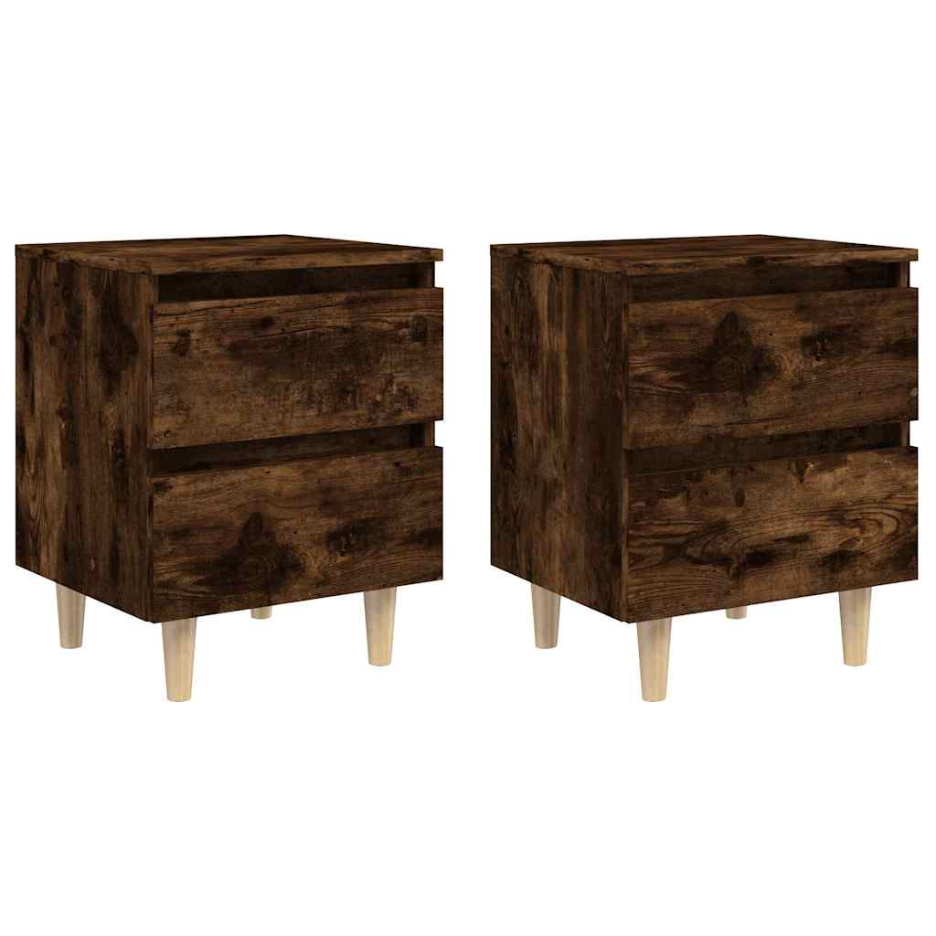 Vidaxl nachtkastjes 2 st met houten poten 40x35x50 cm gerookt eiken