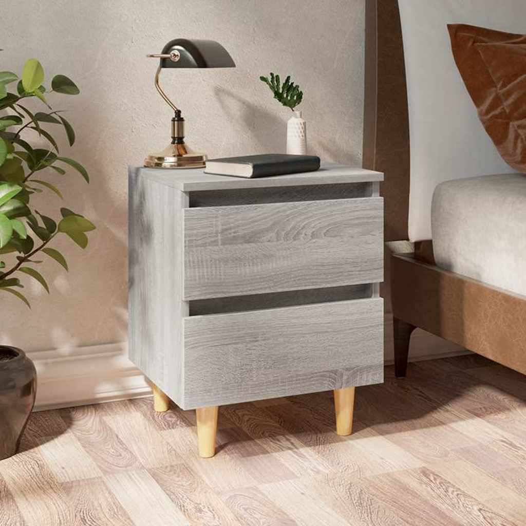Vidaxl nachtkastje met houten poten 40x35x50 cm grijs sonoma eiken