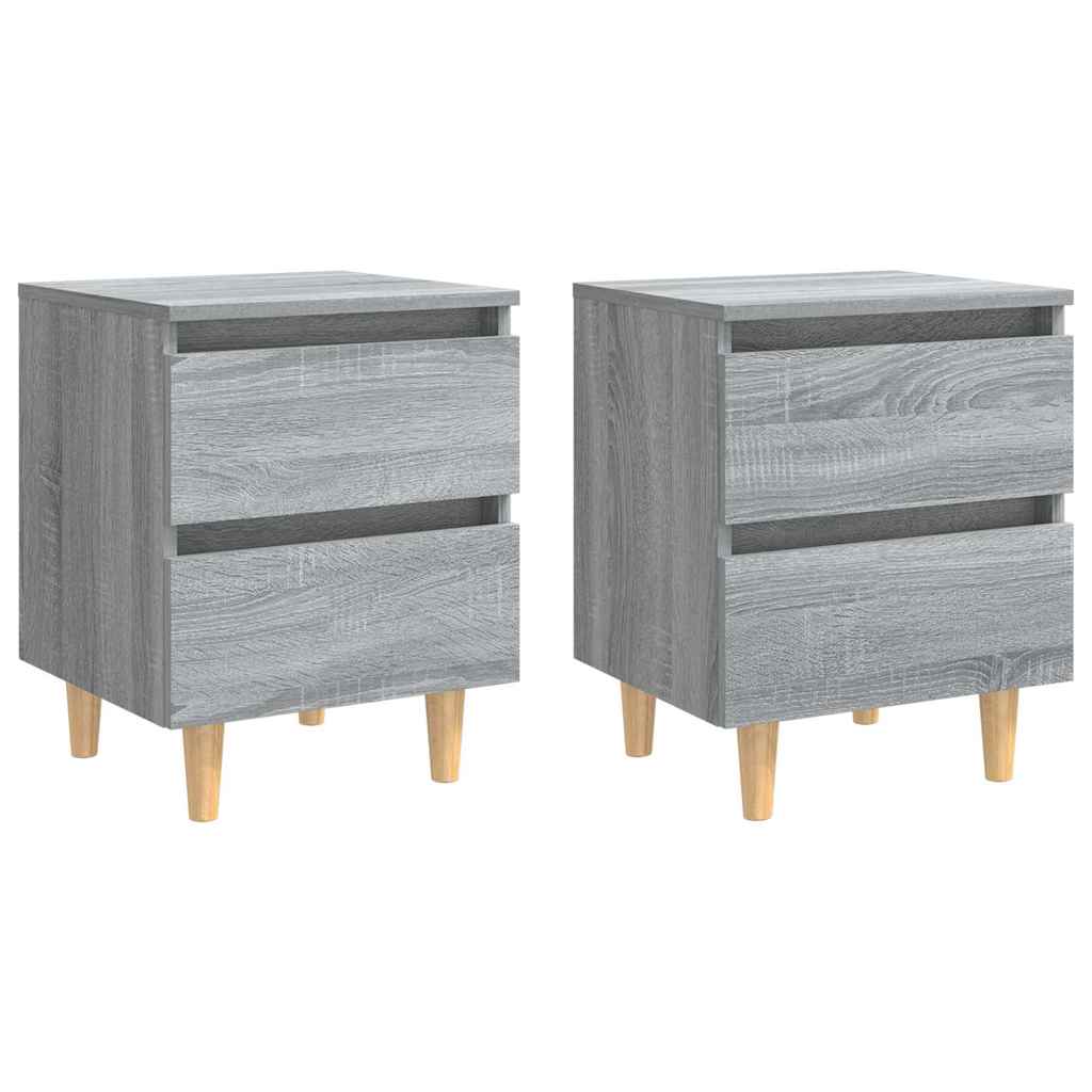 Vidaxl nachtkastjes 2 st met houten poten 40x35x50 cm grijs sonoma