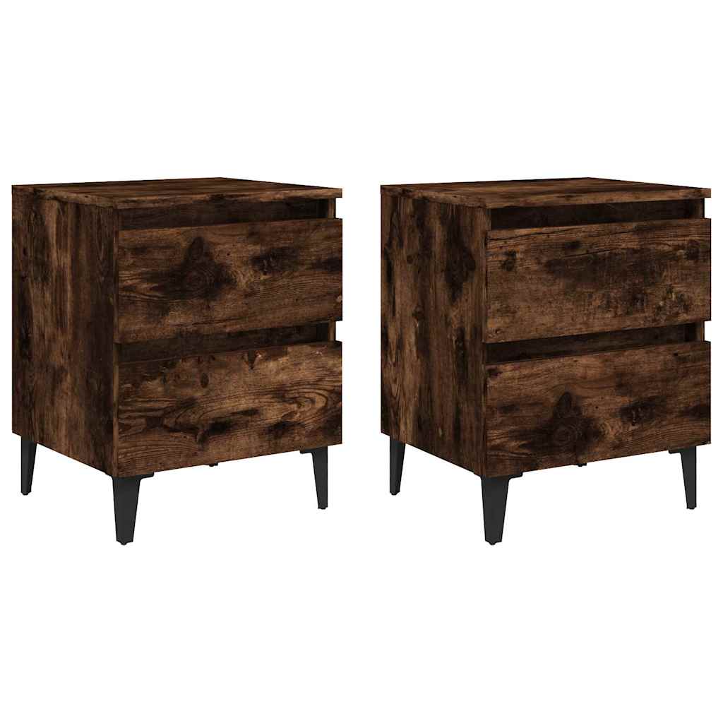 Vidaxl nachtkastjes 2 st met metalen poten 40x35x50 cm gerookt eiken