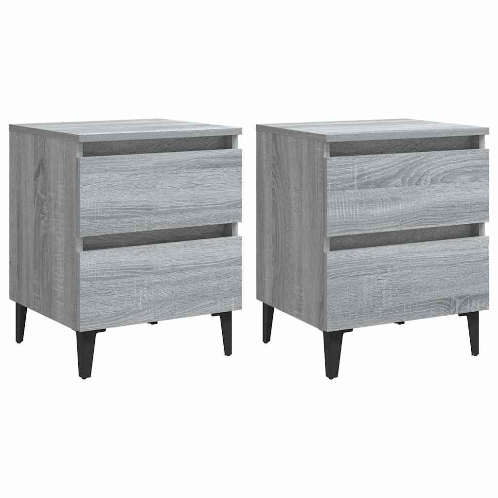 Vidaxl nachtkastjes 2 st met metalen poten 40x35x50 cm grijs sonoma