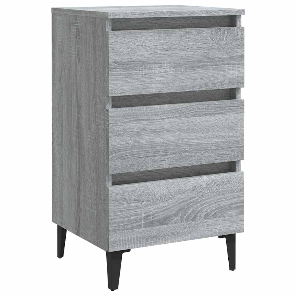 Vidaxl nachtkastje met metalen poten 40x35x69 cm grijs sonoma eiken