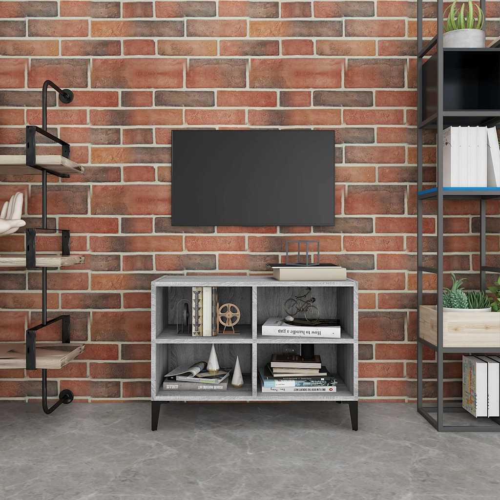 Vidaxl tv-meubel met metalen poten 69,5x30x50 cm grijs sonoma eiken