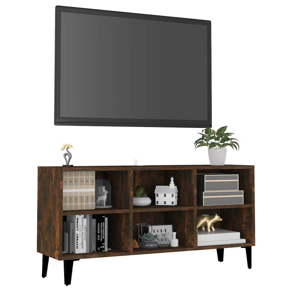 Vidaxl tv-meubel met metalen poten 103,5x30x50 cm gerookt eikenkleurig