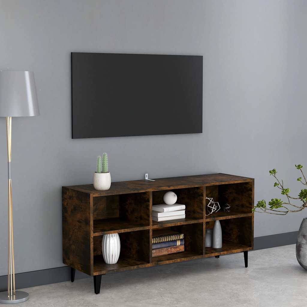 Vidaxl tv-meubel met metalen poten 103,5x30x50 cm gerookt eikenkleurig