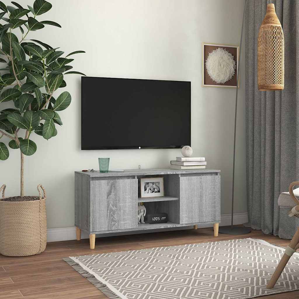 Vidaxl tv-meubel met houten poten 103,5x35x50 cm grijs sonoma eiken
