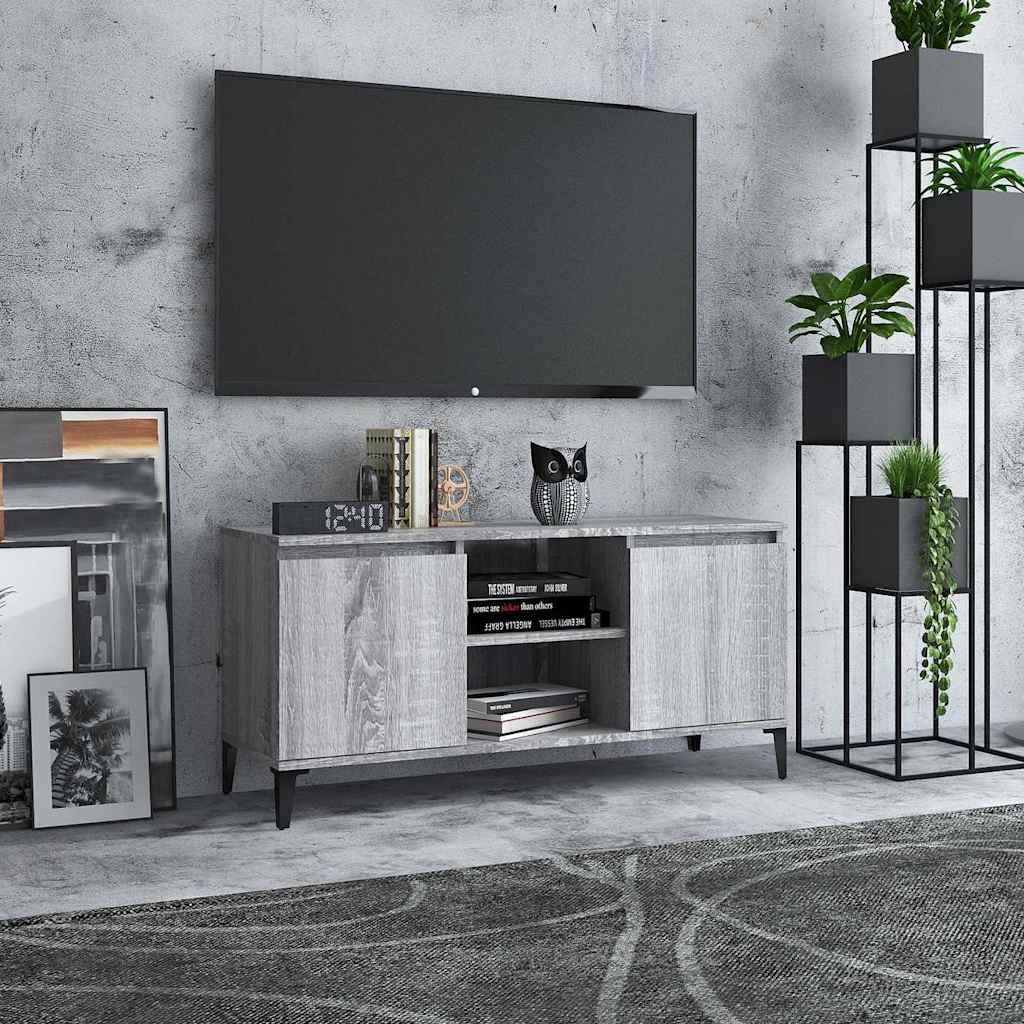 Vidaxl tv-meubel met metalen poten 103,5x35x50 cm grijs sonoma eiken