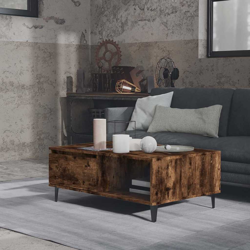 Vidaxl salontafel 90x60x35 cm bewerkt hout gerookt eikenkleurig