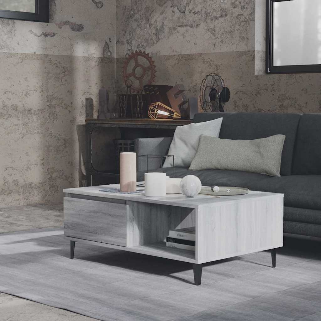 Vidaxl salontafel 90x60x35 cm bewerkt hout grijs sonoma eikenkleurig